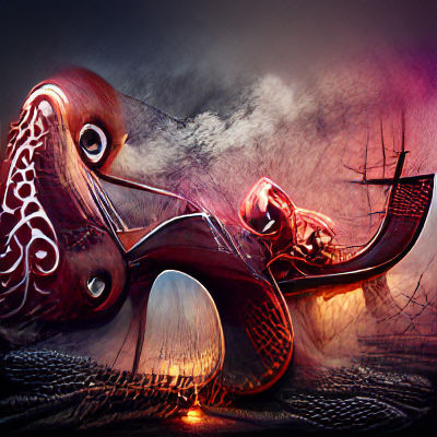 Giant Octopus Attack on Viking Ship