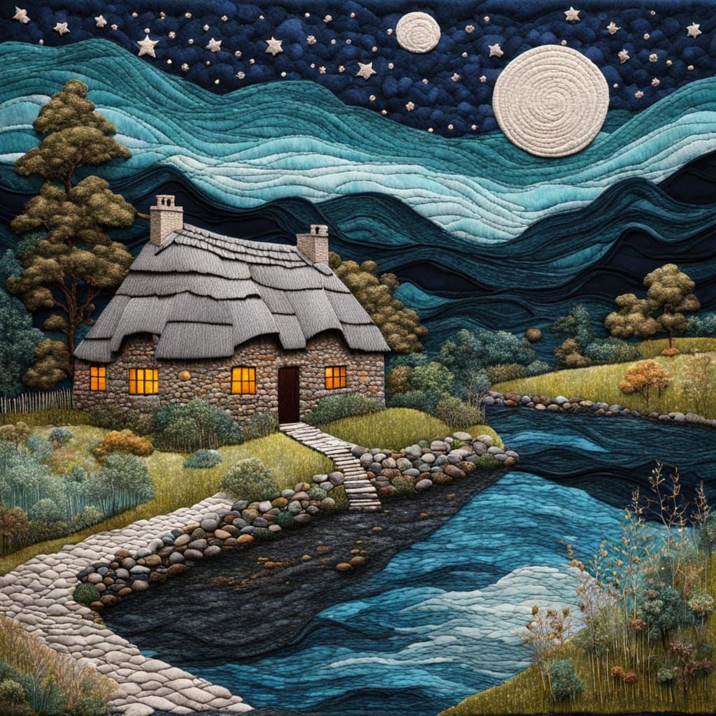 COTTAGE IN MOONLIGHT