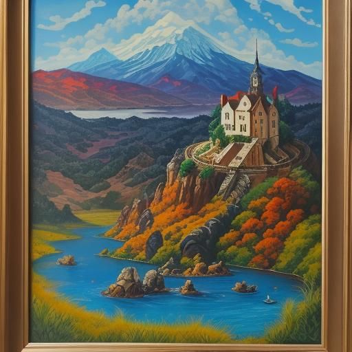 Detailed Gouache Painting: Places and Things