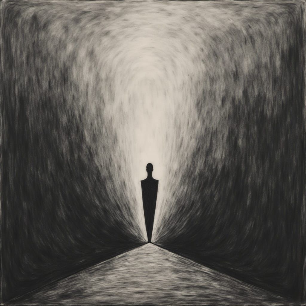 Abstract Charcoal Drawing: The Beginning of the End