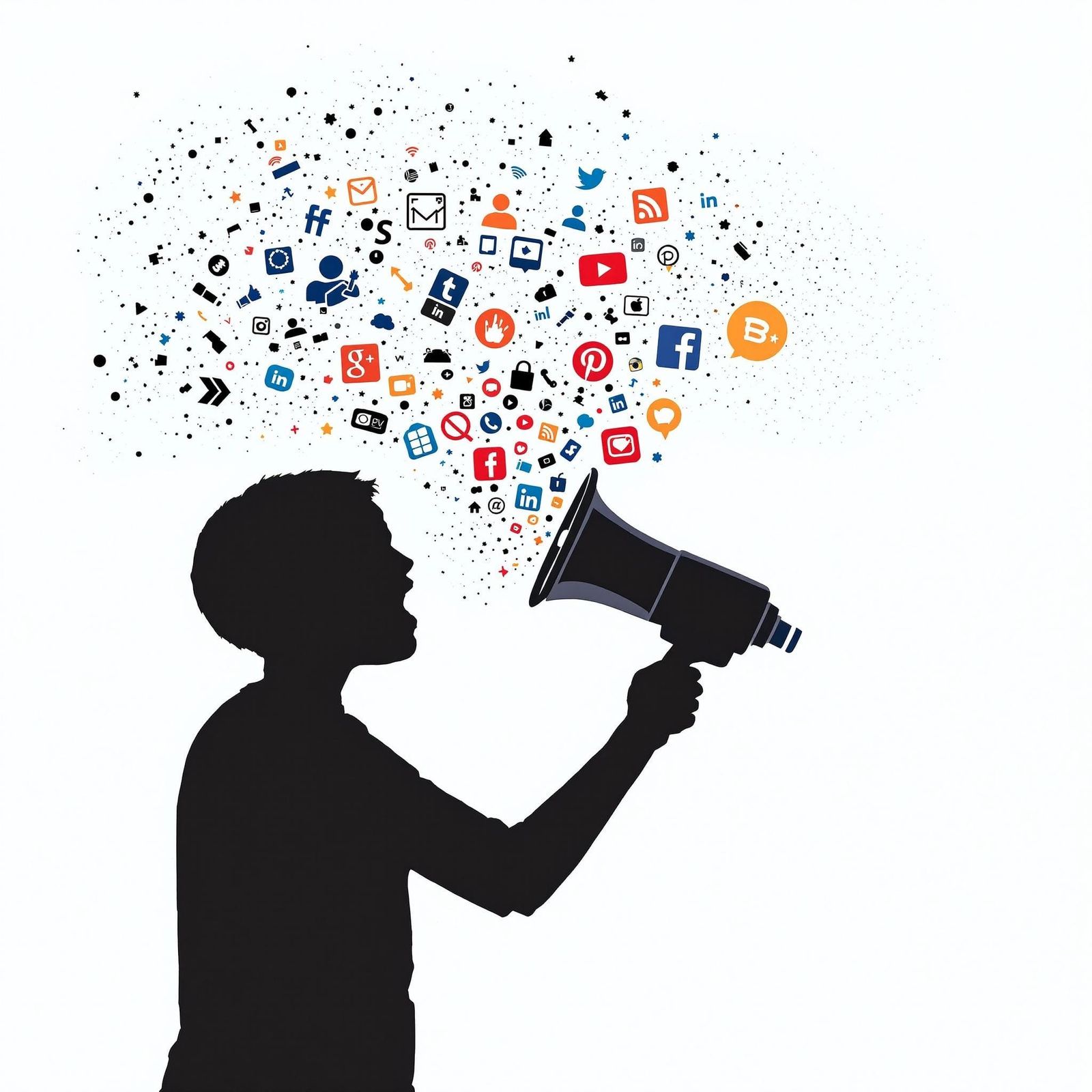 Social Media Megaphone Silhouette Icon Design