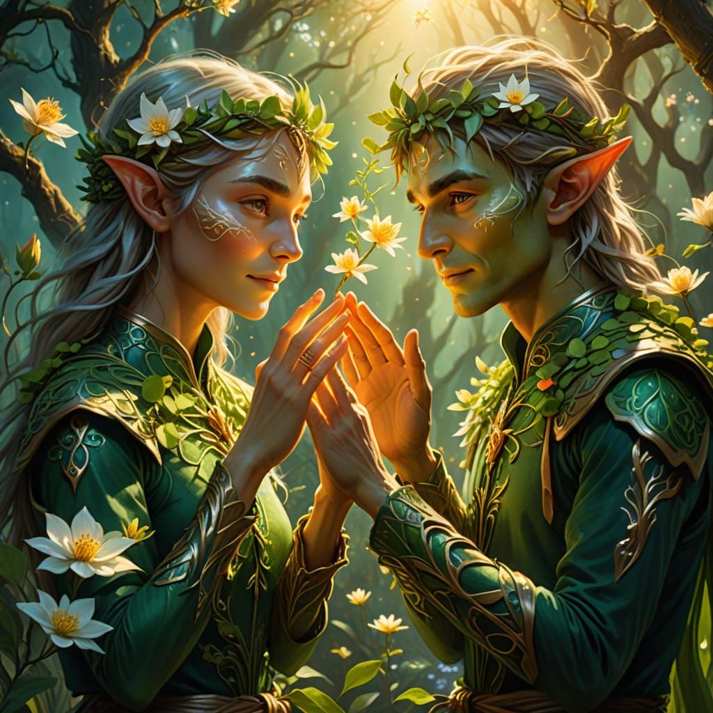 Vibrant Fantasy Art of Elven Plant People