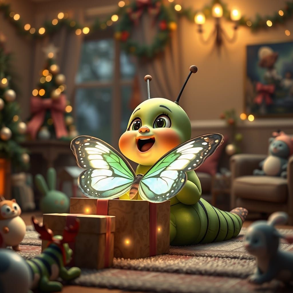 Pixar-Style Caterpillar Child's Christmas Surprise