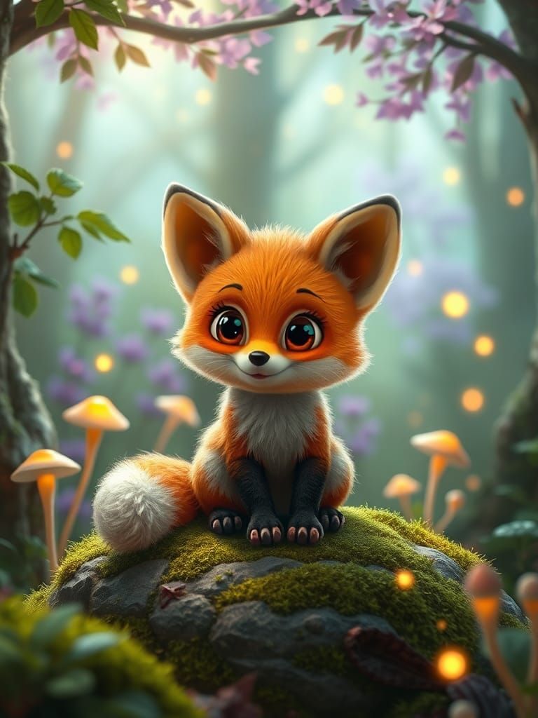 Enchanted Forest Fox in Whimsical 3D Render