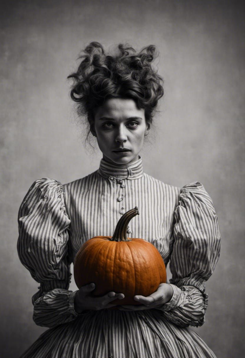 Woman with Pumpkin Portrait in 1890s Style
