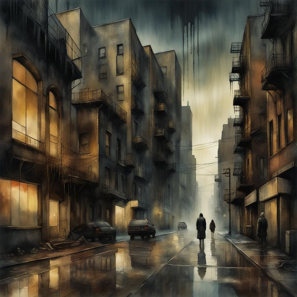 Watercolor urban cityscape