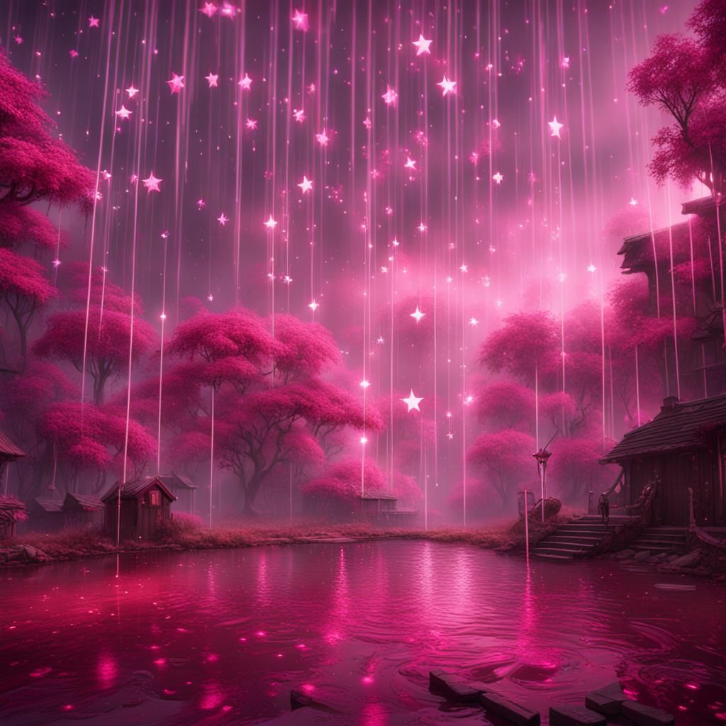 Raining Pink Stars: Detailed Matte Painting