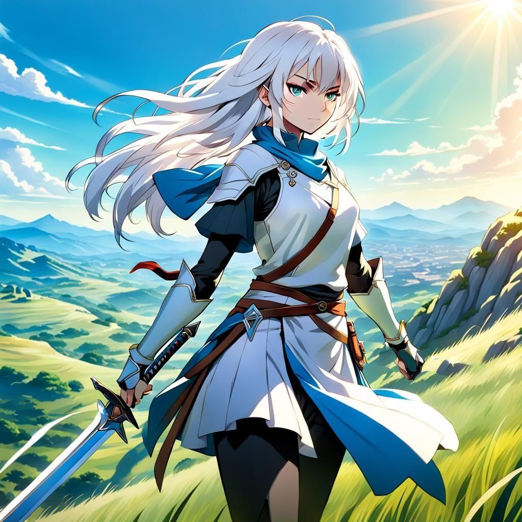 Anime Girl Adventurer in Cel-Shaded Style