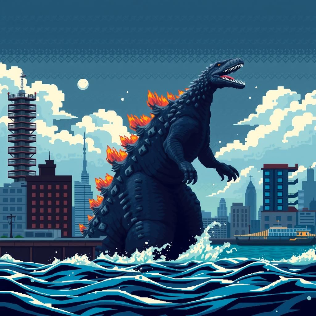 Godzilla, pixel art