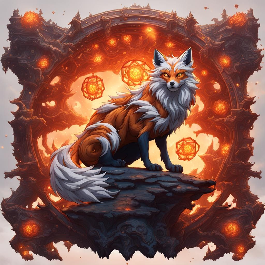 Nine-Tailed Fox in Detailed Matte Painting Style