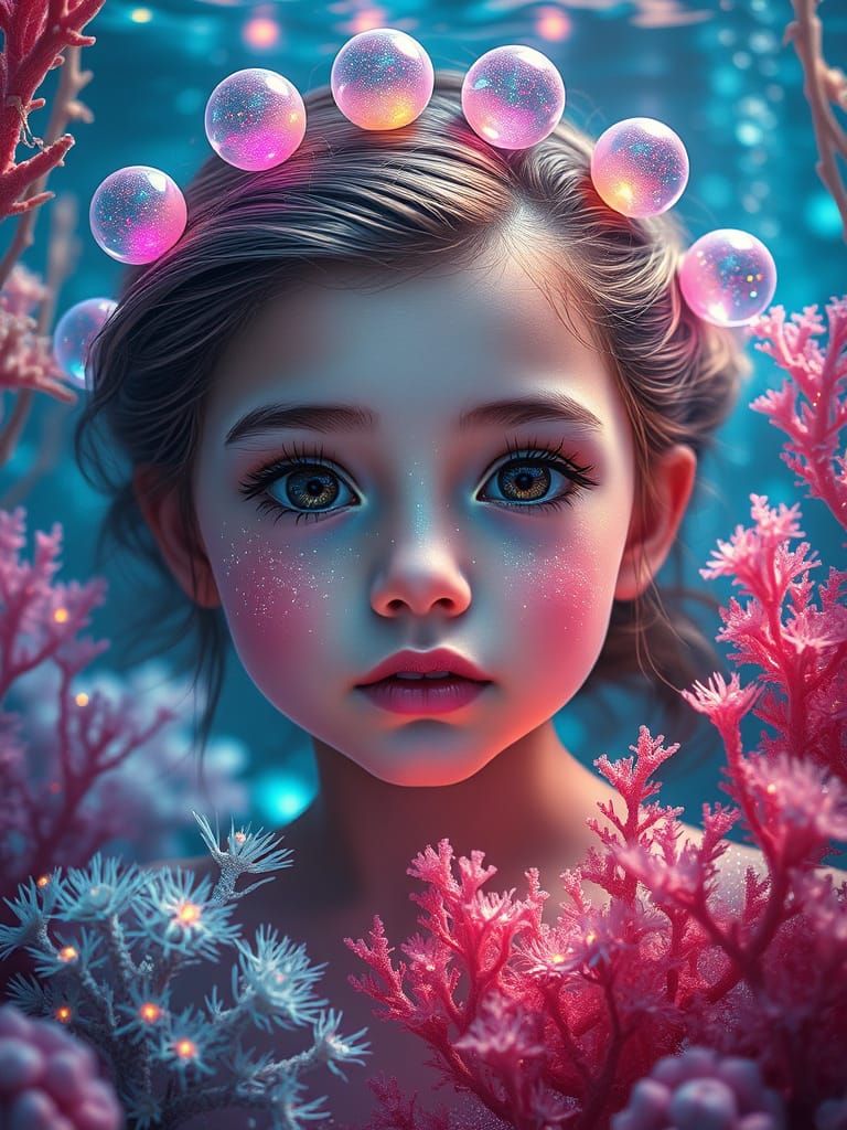 Surreal 4k Princess with Cosmic Features and Iridescent Skin