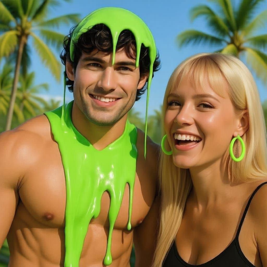 Muscular Man Covered in Nickelodeon Slime