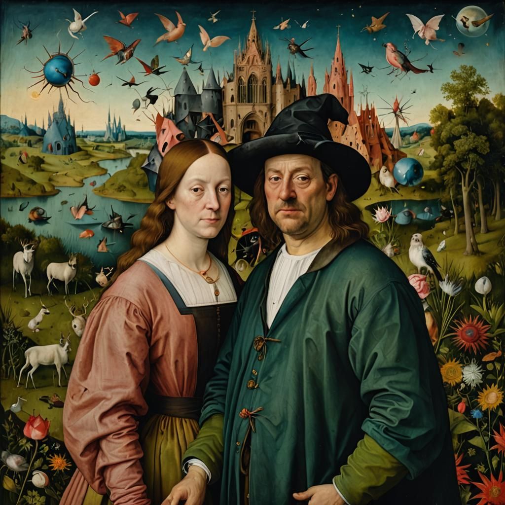 Self-Portrait with Girlfriend in Bosch Style
