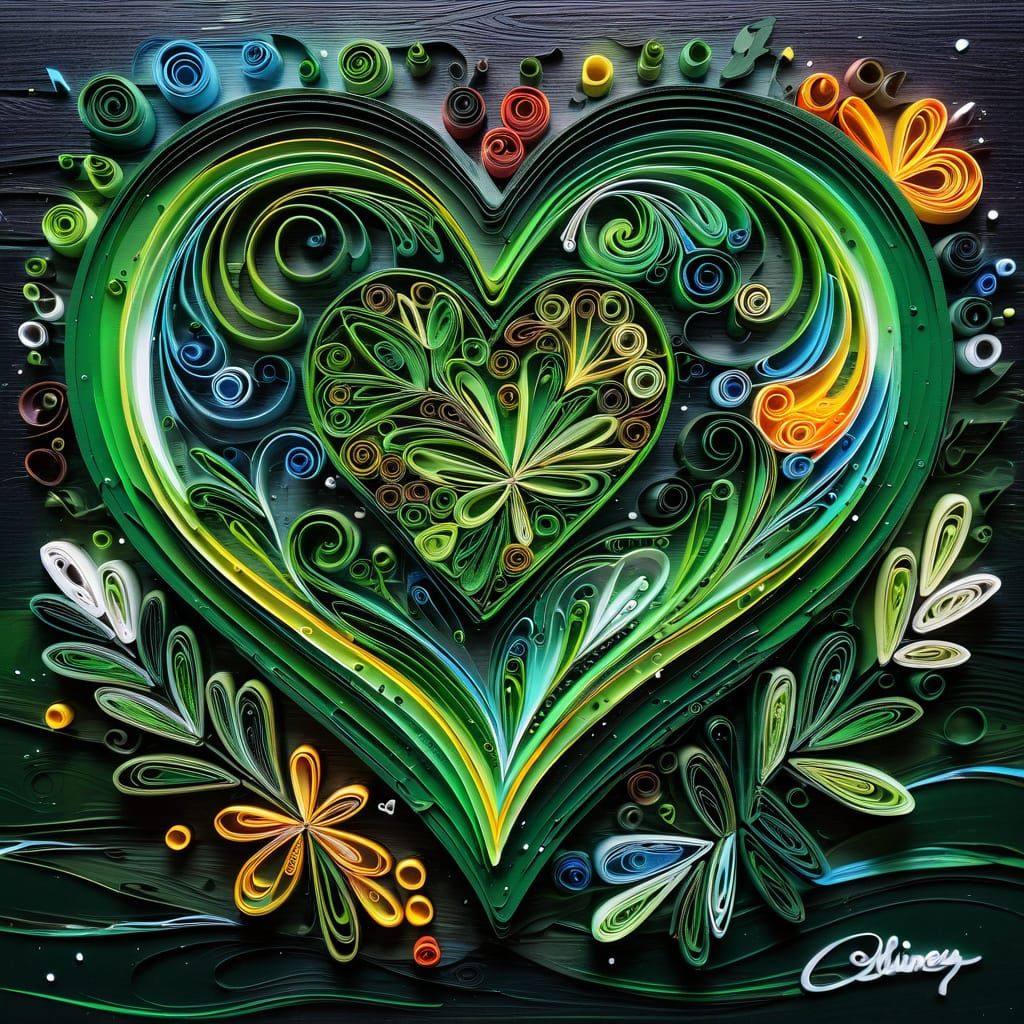 Melting Frozen Heart in Vibrant Quilling Graffiti Art
