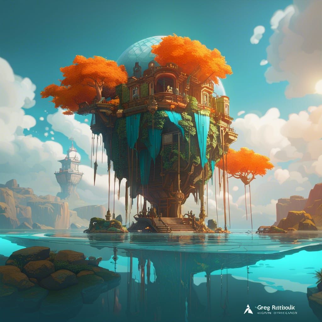 Fantasy Floating Island Concept Art in 8K