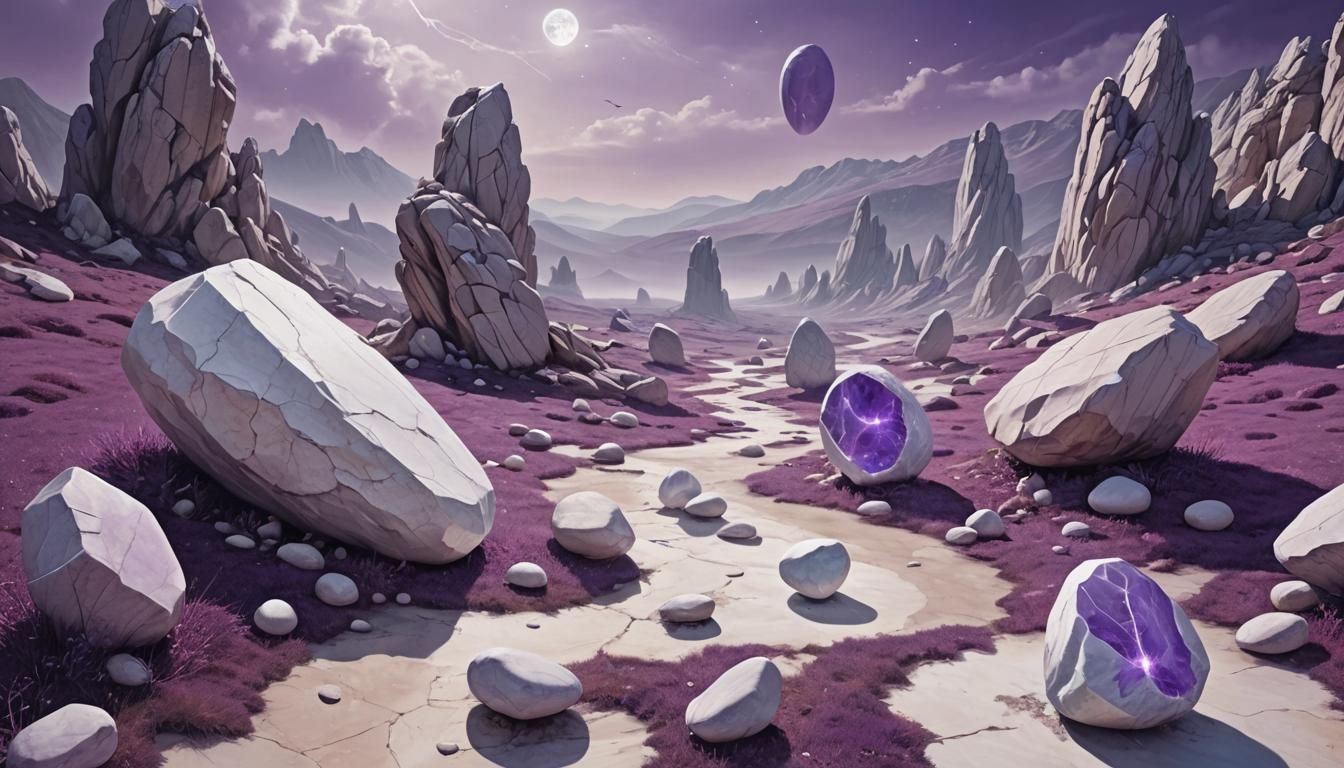 Dream Stones in Surreal Landscape: Digital Painting