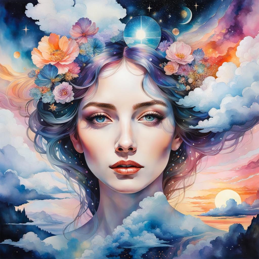 Stained Glass Goddess of Starlight Illustration