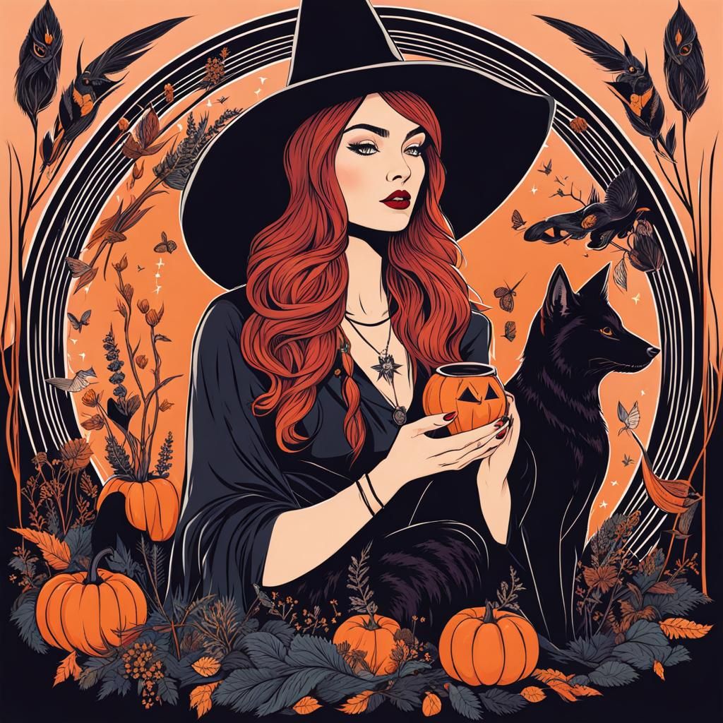 Modern Witch Illustration of Magic and Witchcraft