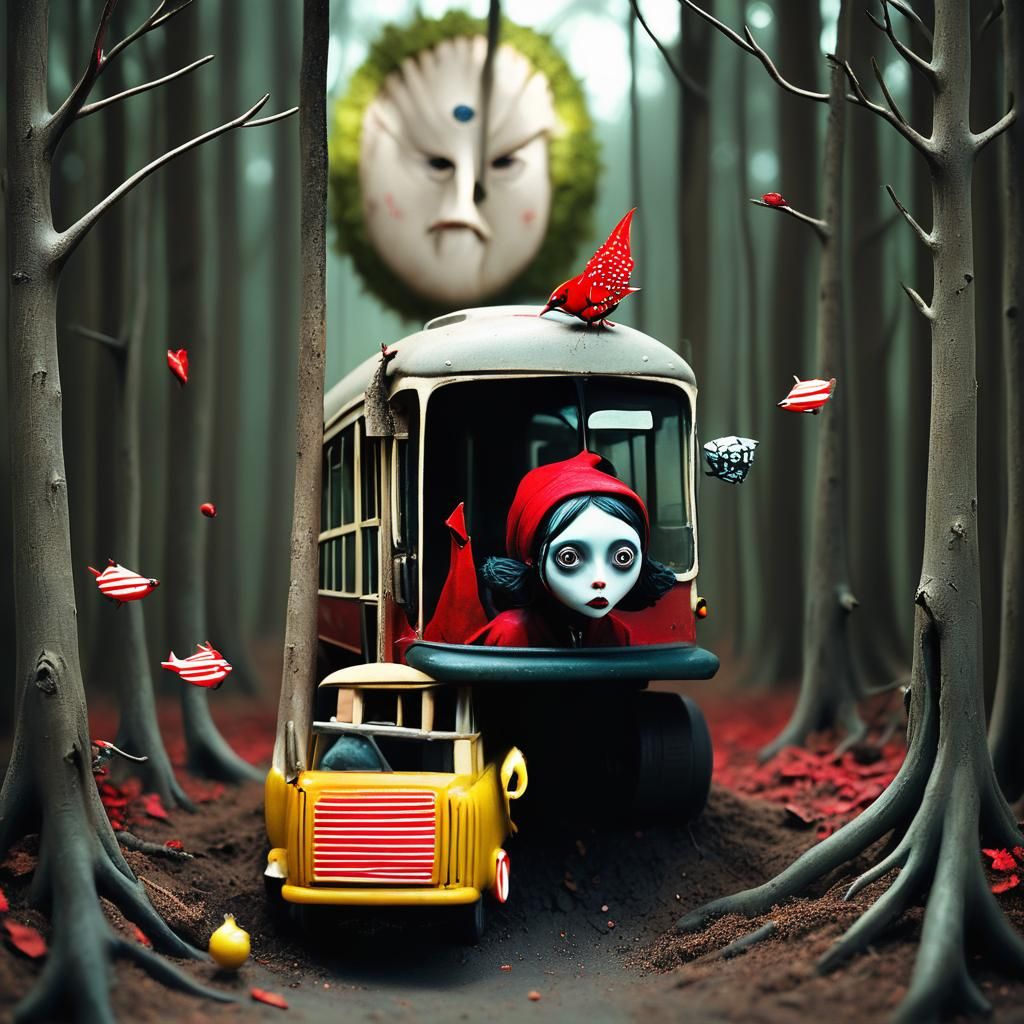 Whimsical Claymation Creatures on School Bus