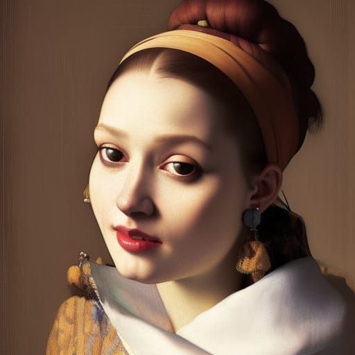 Girl with a Pearl Earring in Realistic Style
