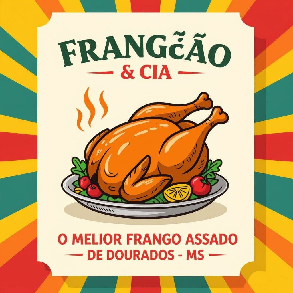 Frangão & Cia: Vibrant Roasted Chicken Sales Cup Design