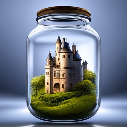 Royal Castle in a Jar: Hyperdetailed Digital Art