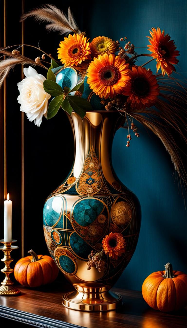 Bohemian Witch's Vase Still Life in Gold