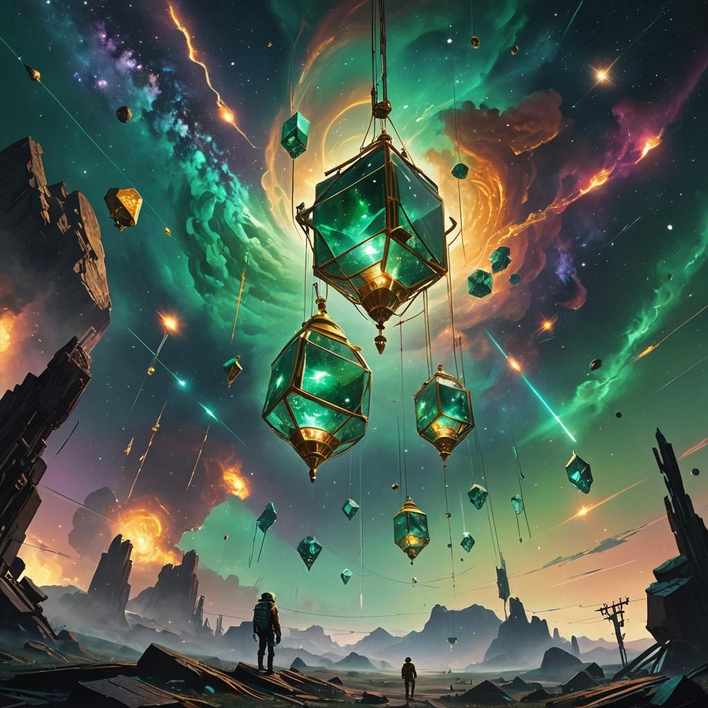 Emeralds and Diamonds Floating in Deep Space