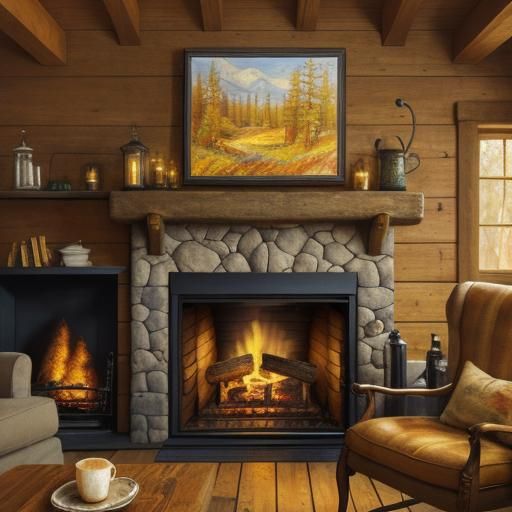 Warmth of a Cozy Cabin Fireplace