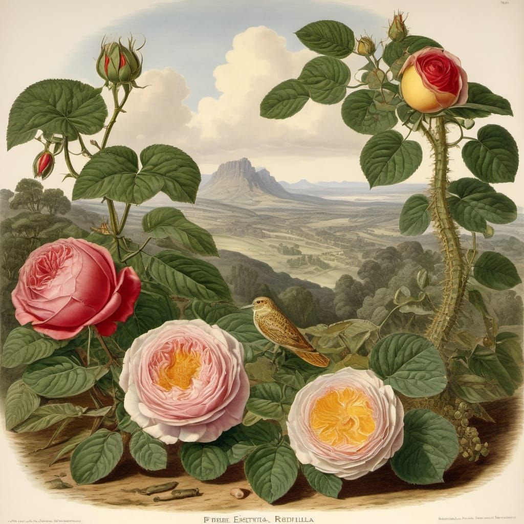 35 million years ago, with a sprawling rose bush