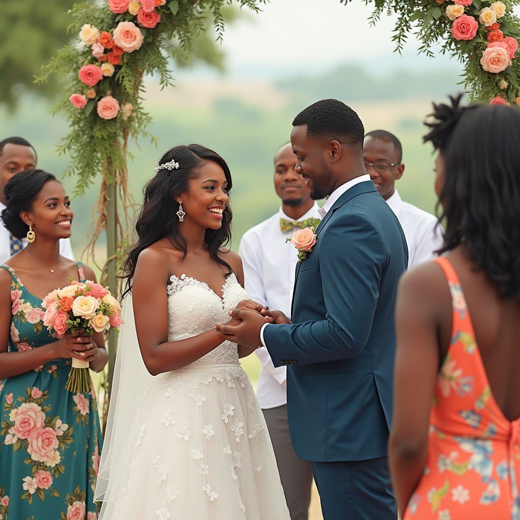 Joyful Wedding Ceremony in Tanzania: Shinkai-Inspired Art