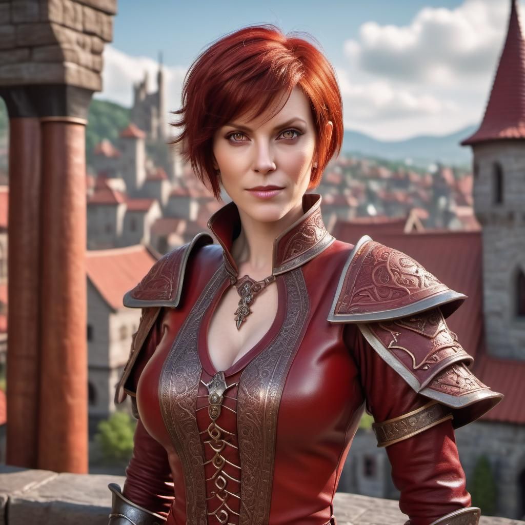 Red-Haired Woman in Warcraft Style