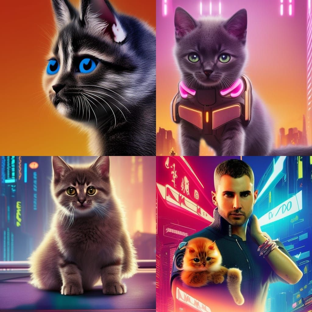 Cyberpunk Cat: Adorable Neon Fantasy