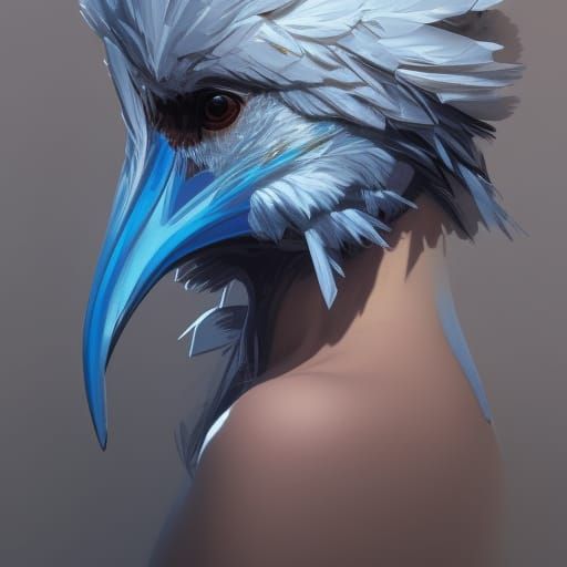 Detailed Ice Bird Portrait in Art Nouveau Style