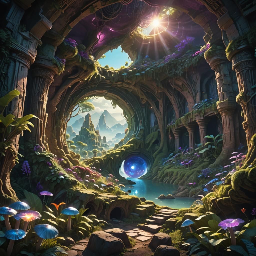 Sun Glows Inside Hollow Earth: Fantasy Concept Art