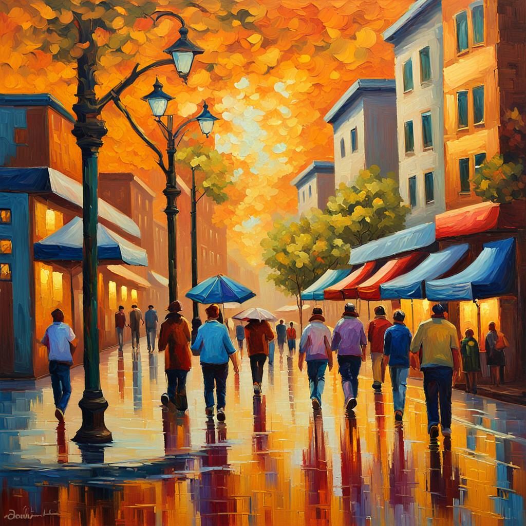 Bakersfield Cityscape as Expressionist Oil Painting