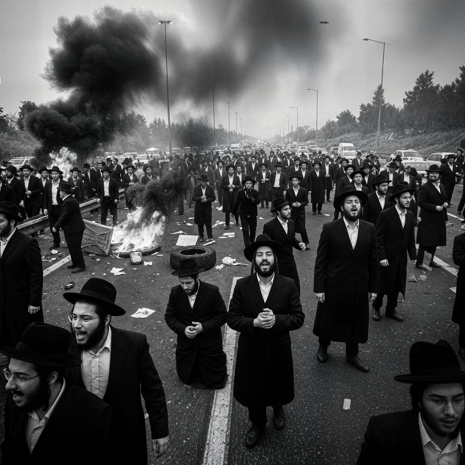 Haredi Protestors Block Highway 6 in Chaotic Scene