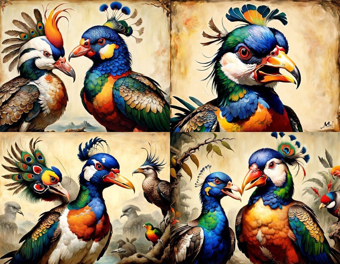 Surreal Mutant Bird Amalgamation in Romantic Style