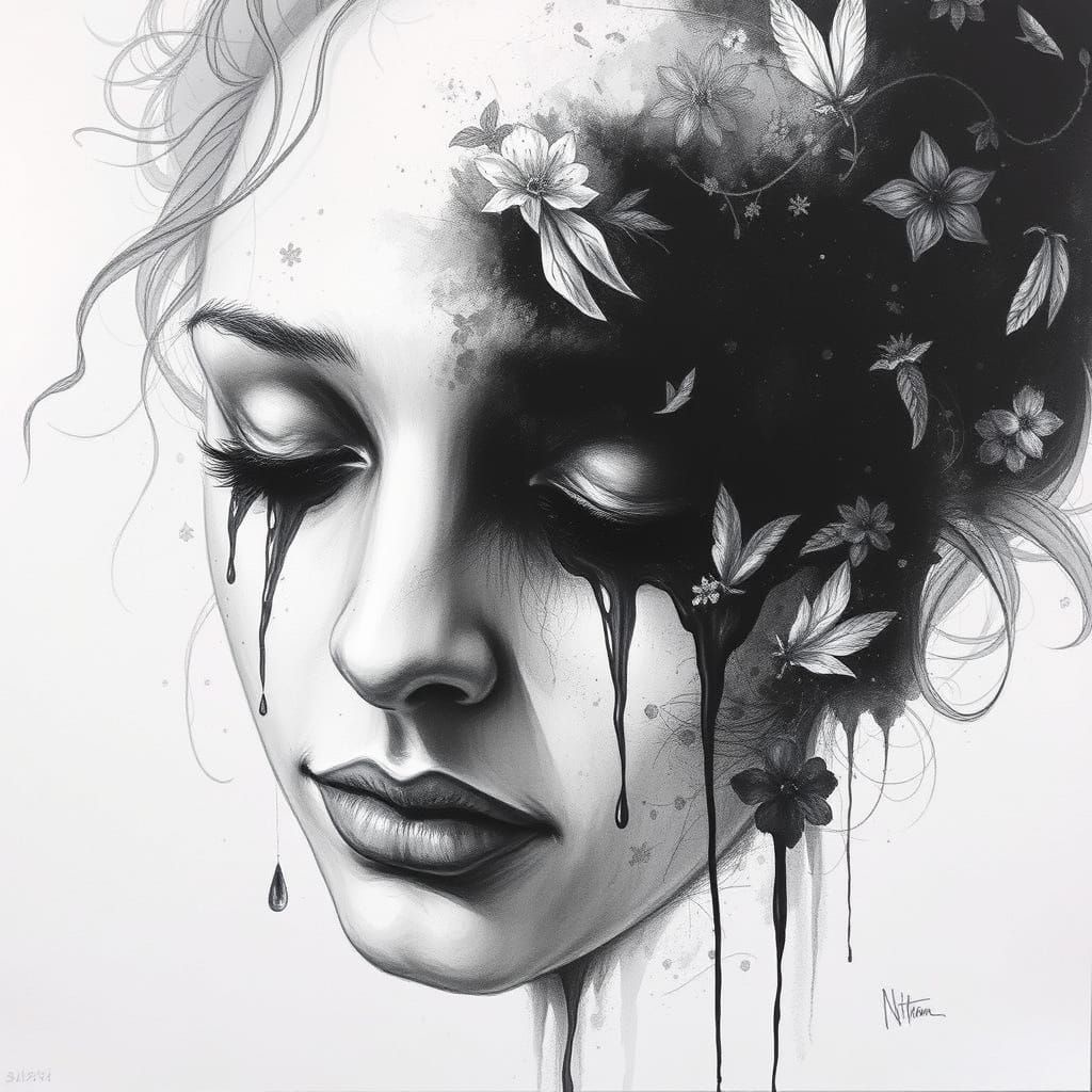 Tears of Melancholy in Charcoal