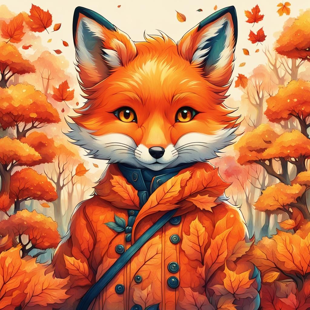 Chibi Fox Portrait in Anime Style