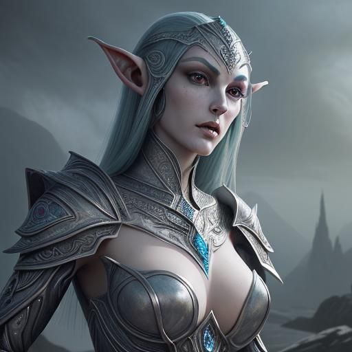 Arcane Altmer High Elf in Coral Armor