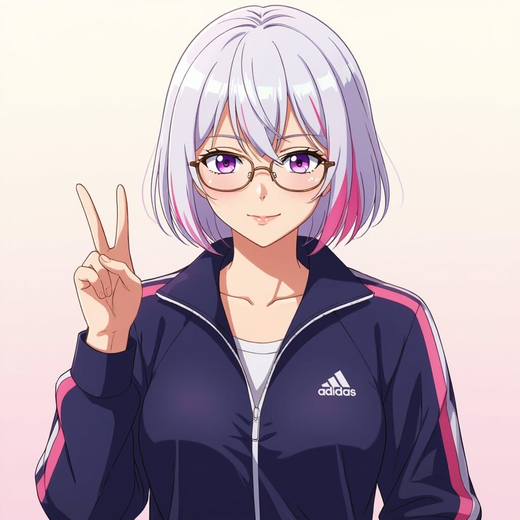 Anime Girl in Tracksuit with Pastel Accents