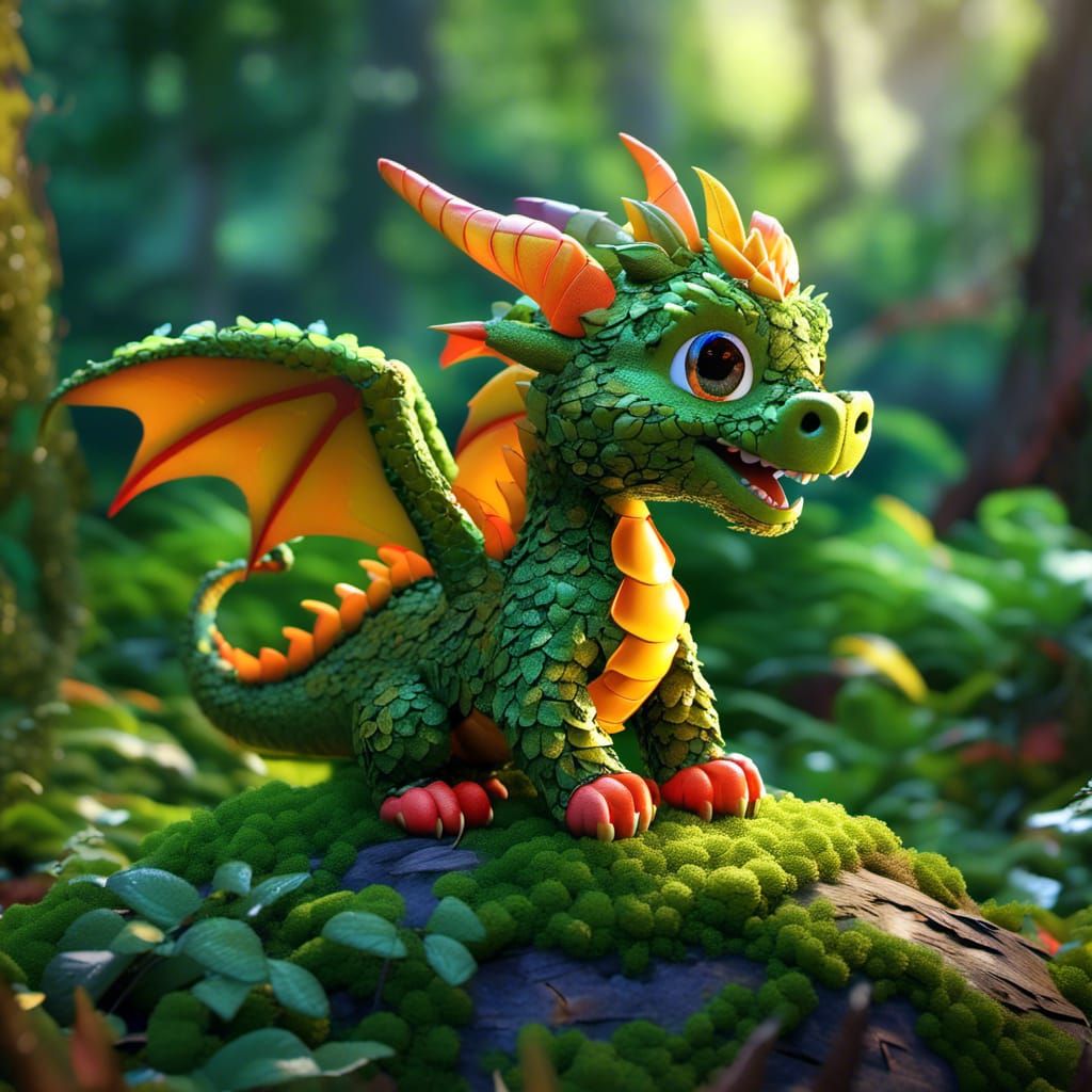 Leaf and Moss Dragon: Fantasy Concept Art