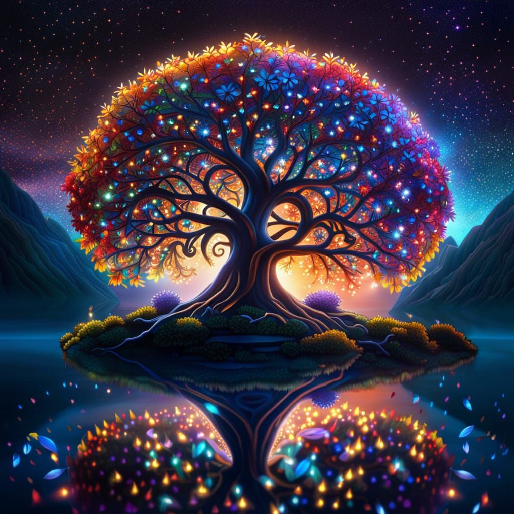 Yggdrasil Tree Soaring to the Stars in 8k