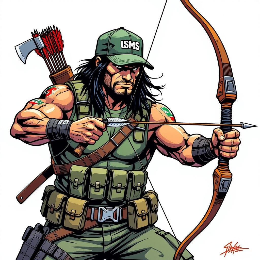 Dakota Tracker with Tomahawk in Comic Art Style