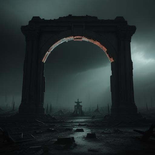 Ominous Portal to Wasteland in Dark Fantasy Style