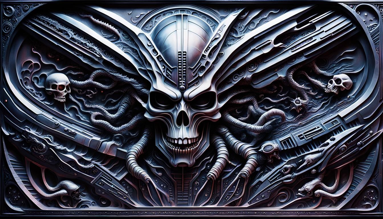 Ethereal Space Monster Attack in Biomechanical Style