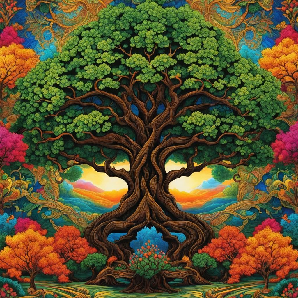 Diospyros Crassiflora Ink Drawing in Maximalist Style