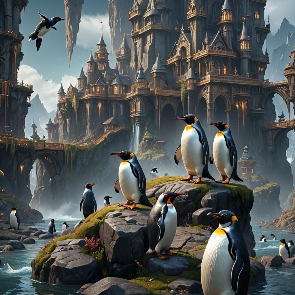 Detailed Penguin Matte Painting in 8k
