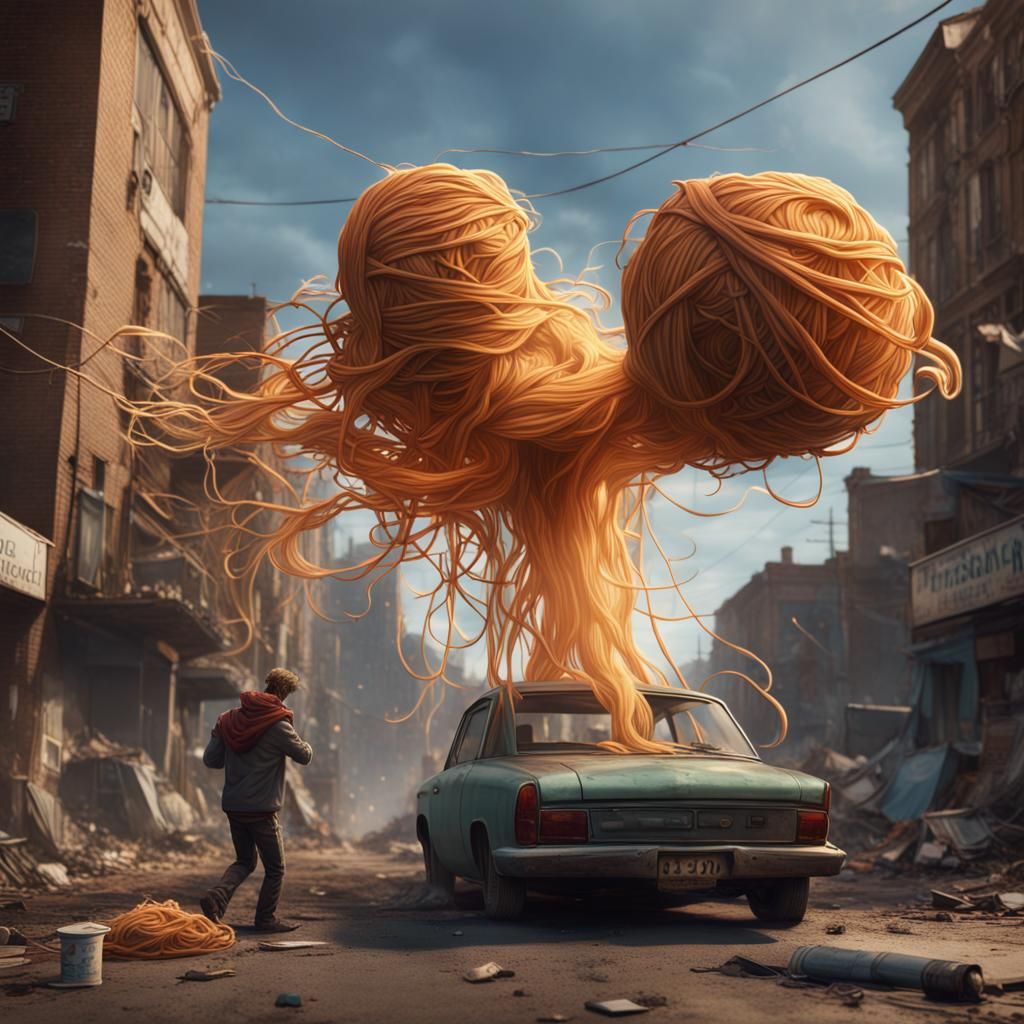Surreal Spaghetti Drive-By: Detailed Matte Painting